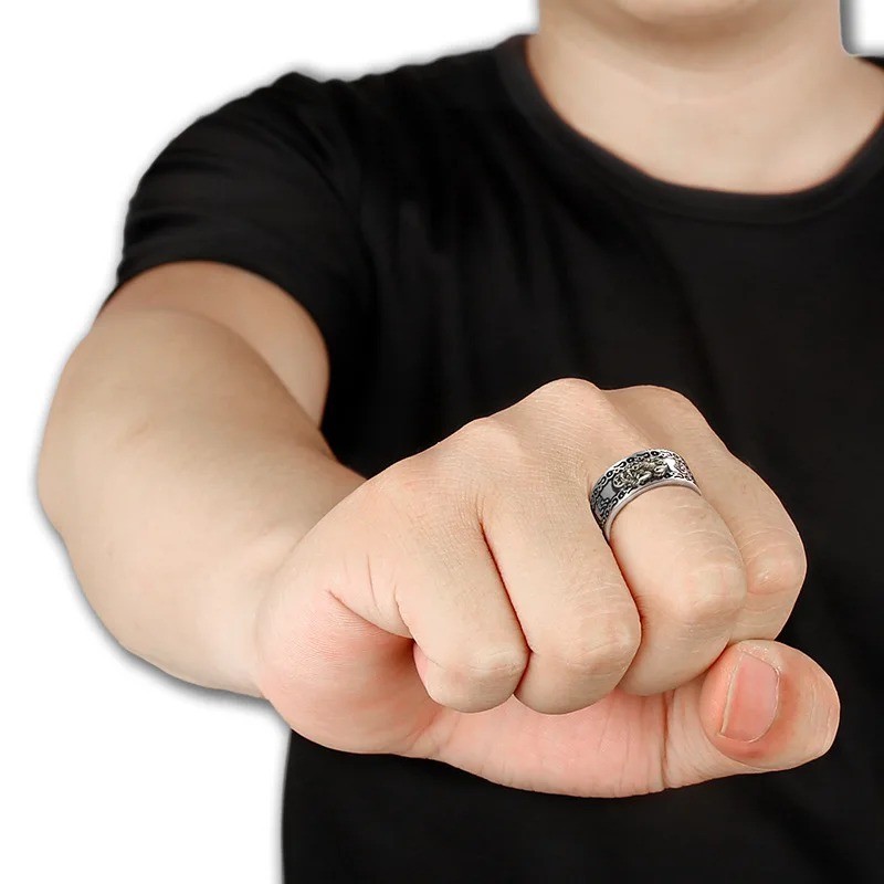 Feng Shui Pixiu Mantra Ring Lucky Amulet Adjustable Ring for Men Women Gift