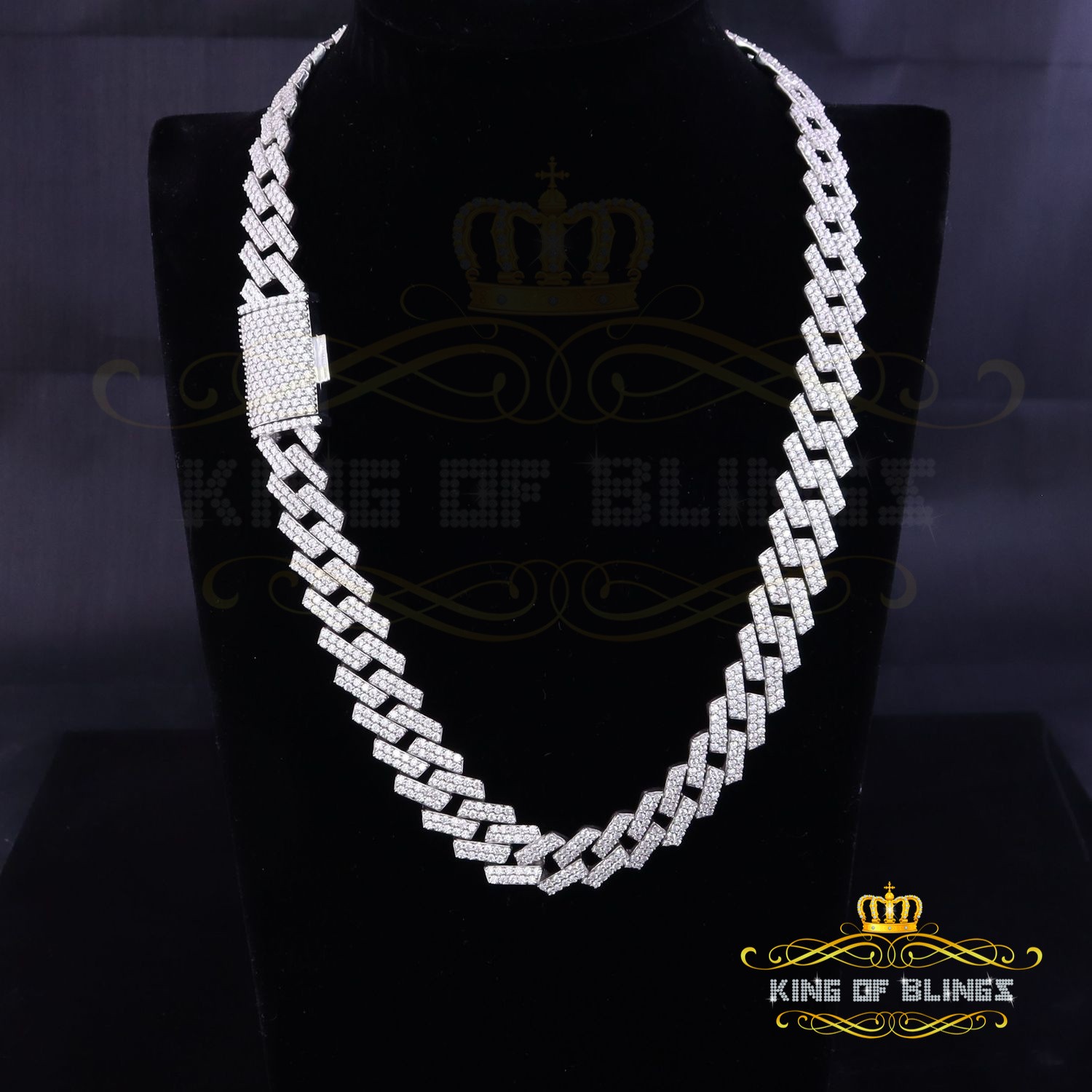 925 Silver 40ct Moissanite White Men’s Cuban Necklace SZ 20inch & 16mm Width