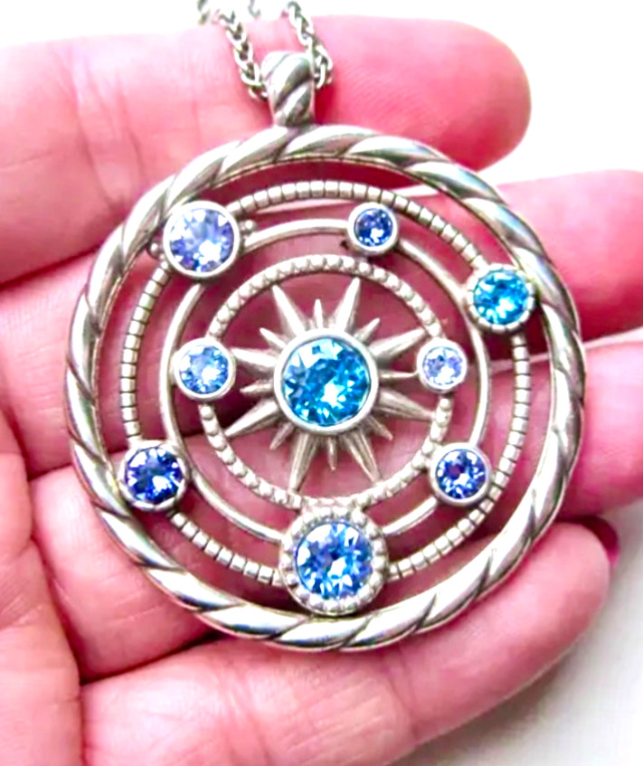 BRIGHTON HALO ORBIT TANZANITE HUE PRPL BLU SWAROVSKI CRYST NECKLACE VG+✨RET✨$139