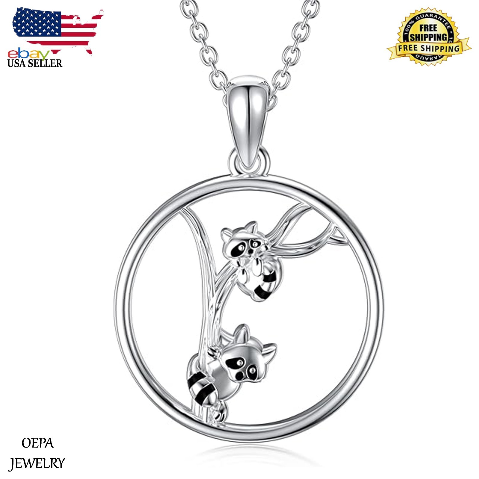925 Sterling Silver Raccoon Necklace Raccoon Necklace Gifts for Women Pendant