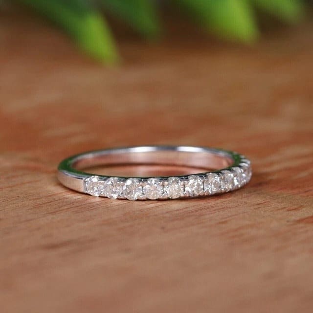 0.50 CT Round Lab-Created Diamond Wedding Band White Gold Plated 925