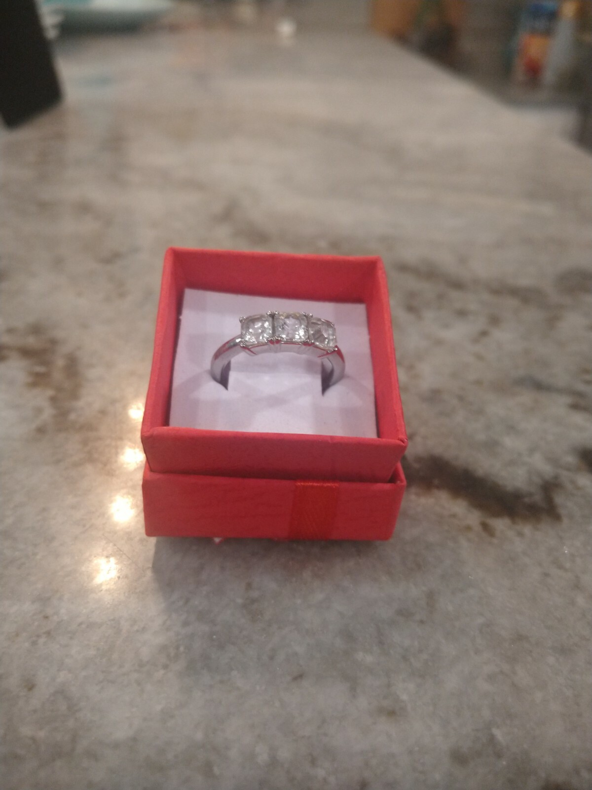 Lab Created White Sapphire 3 Stone Ring in Stainless Steel (Size 9.0) 2.60 ctw