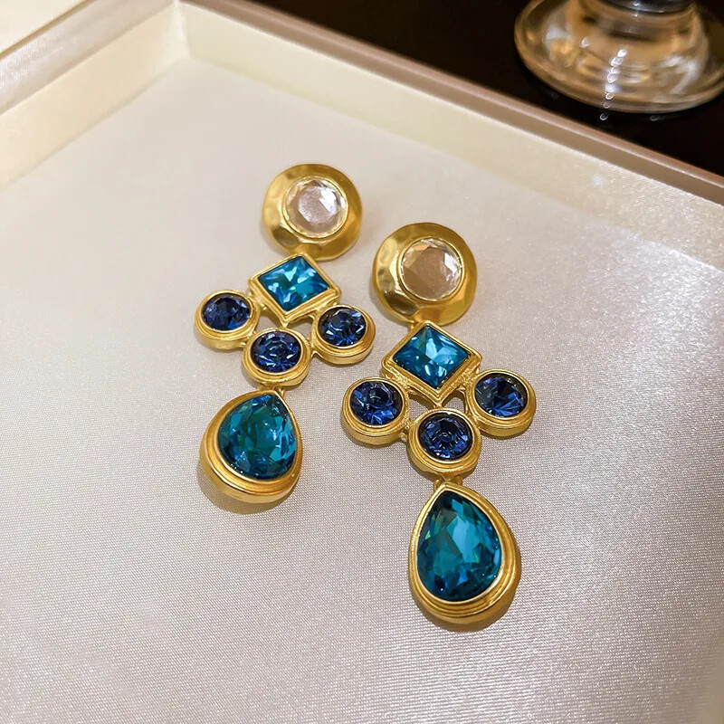 women rhinestone inlaid droplet earrings luxury fashionable earrings for women