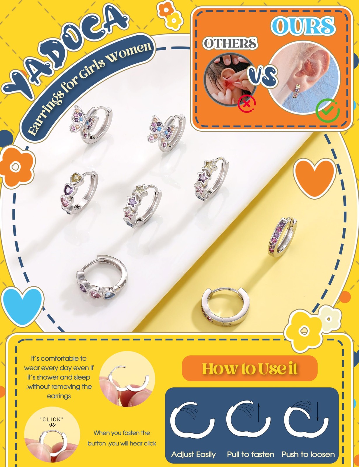 925 Sterling Silver Post Small Hoop Earrings For 10 millimeters, Colorful