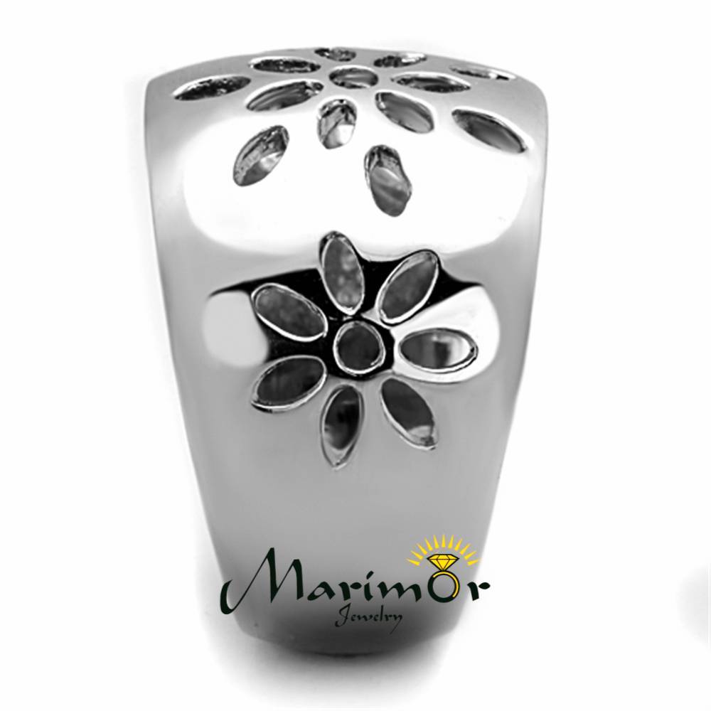 High Polished Stainless Steel 316 Flower Design Fashion Ring Women’s Size 5-10