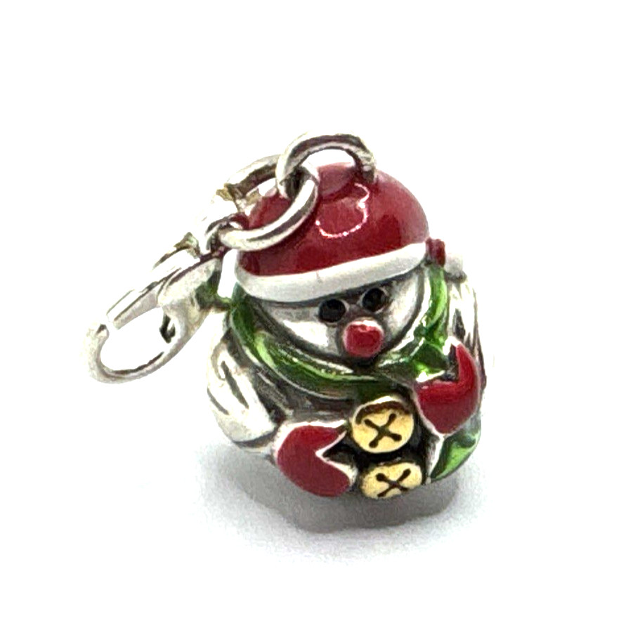 Brighton Christmas Snowman Santa Hat Buttons Holiday Custom Silver Snap Charm