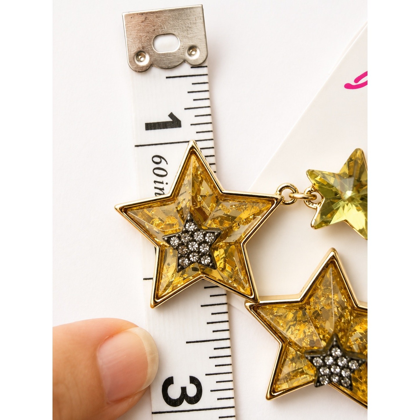 Betsey Johnson Celestial Punk Star Drop Earrings Yellow Crystal NWT
