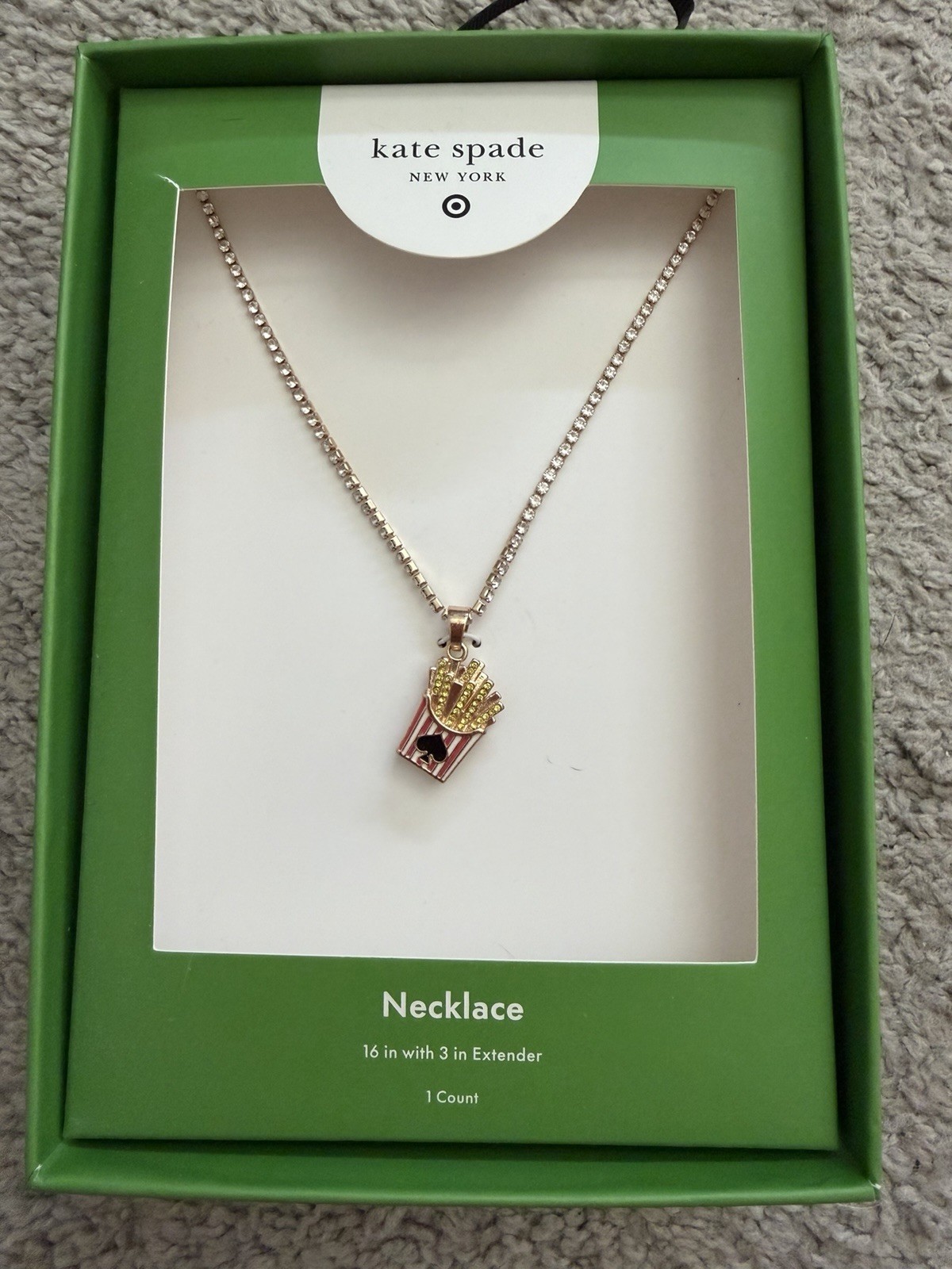 BRAND NEW KATE SPADE NEW YORK x Target French Fry Charm Tennis Necklace GOLD
