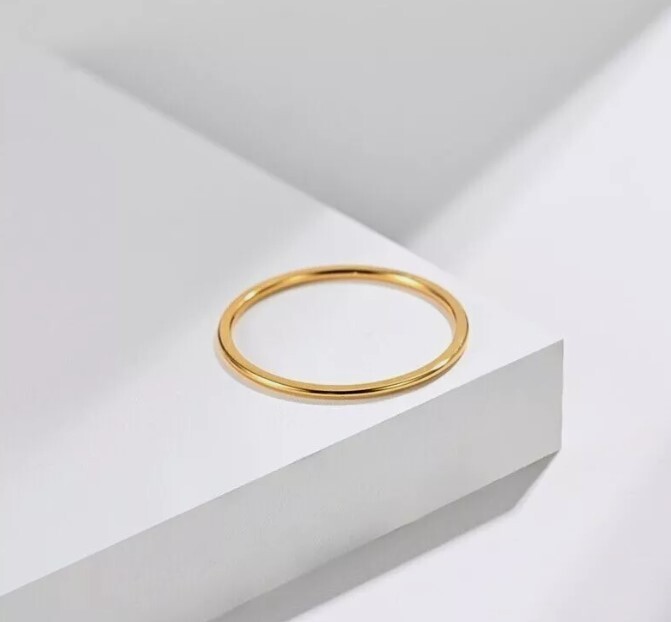 925 Sterling Silver Plain Band Ring 18k Gold Vermeil