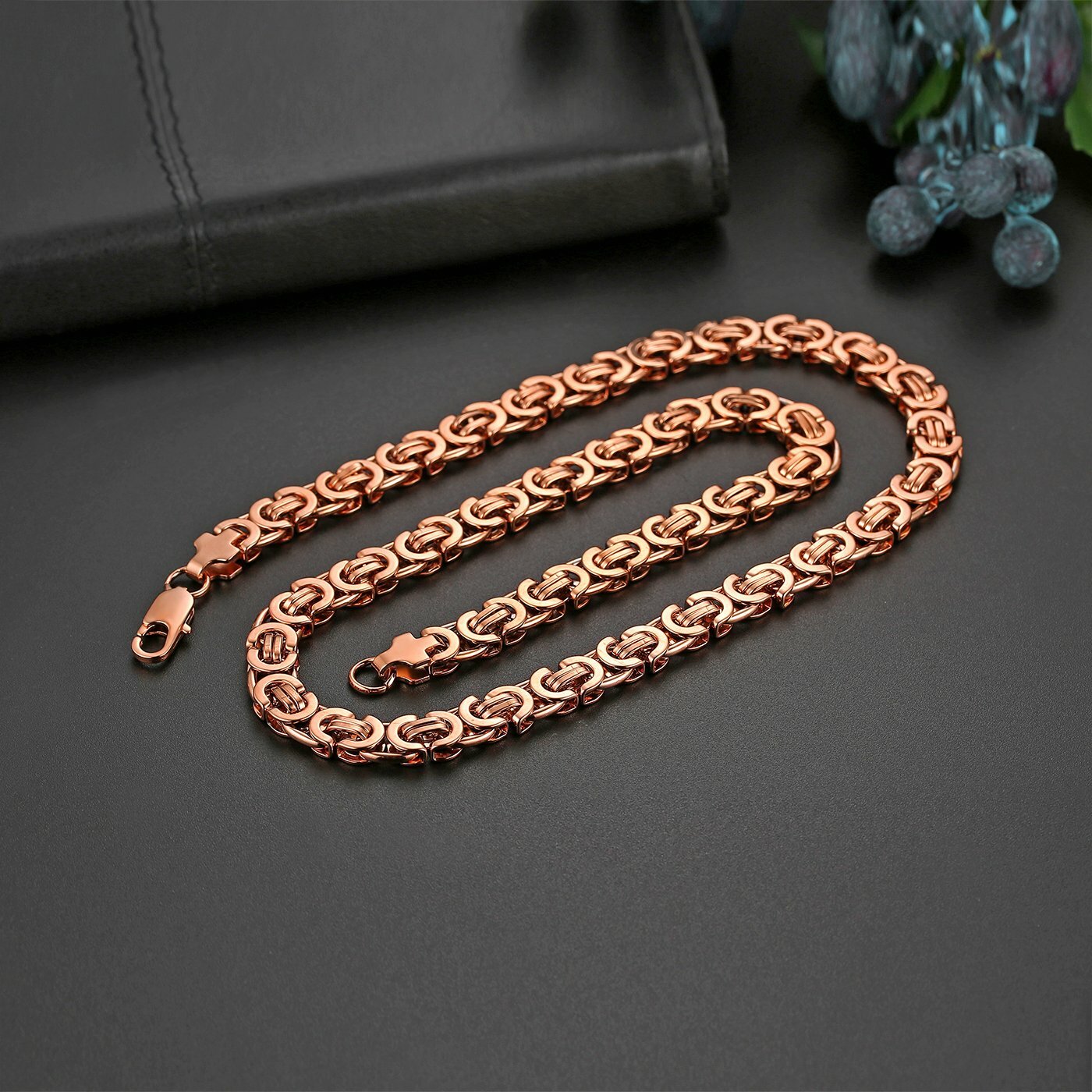 9mm Men Stainless Steel Byzantine Necklace Box Link Chain 22 Inch High Polished