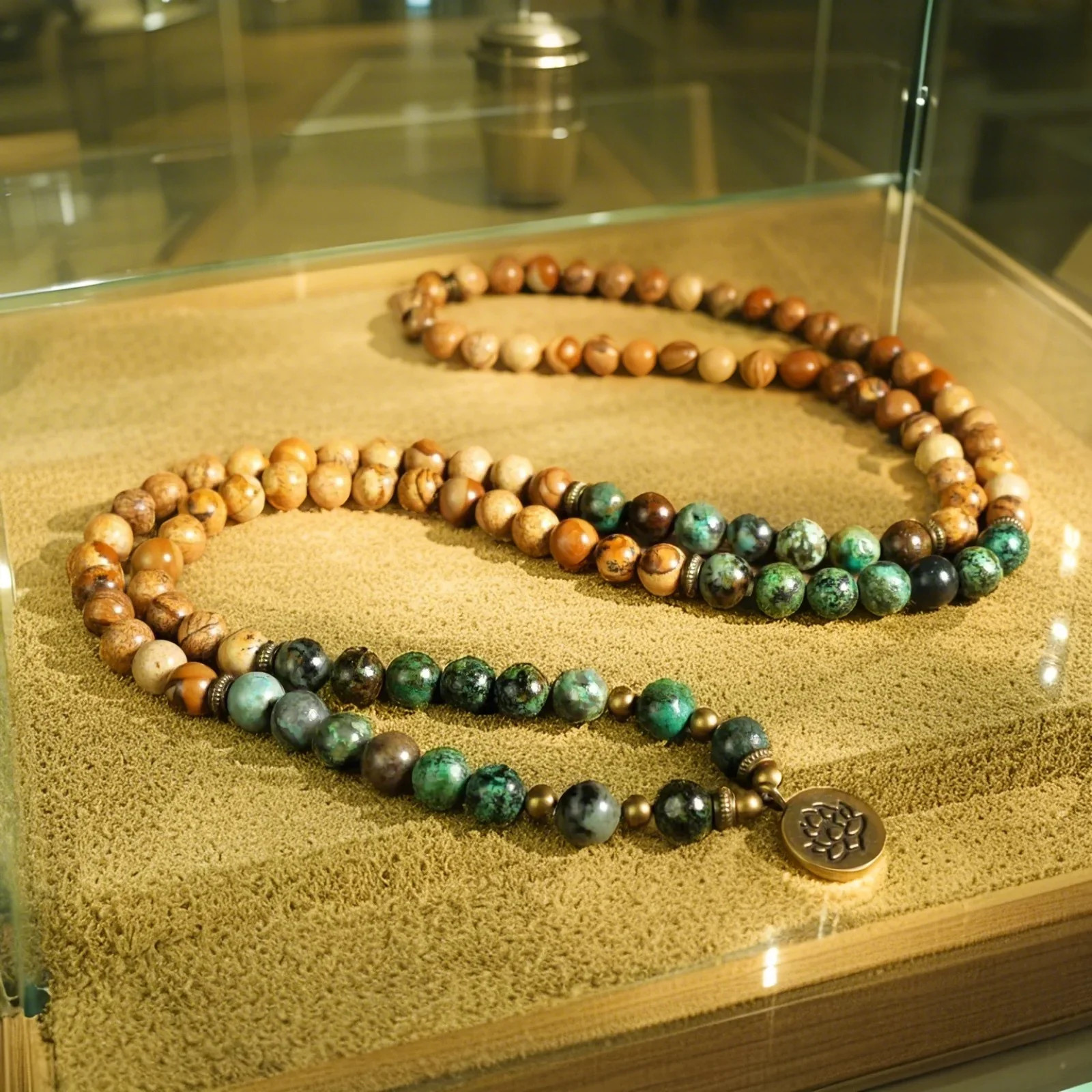 African Turquoise 108 Mala Beads Prayer Meditation Necklace Wrap Bracelet Gift