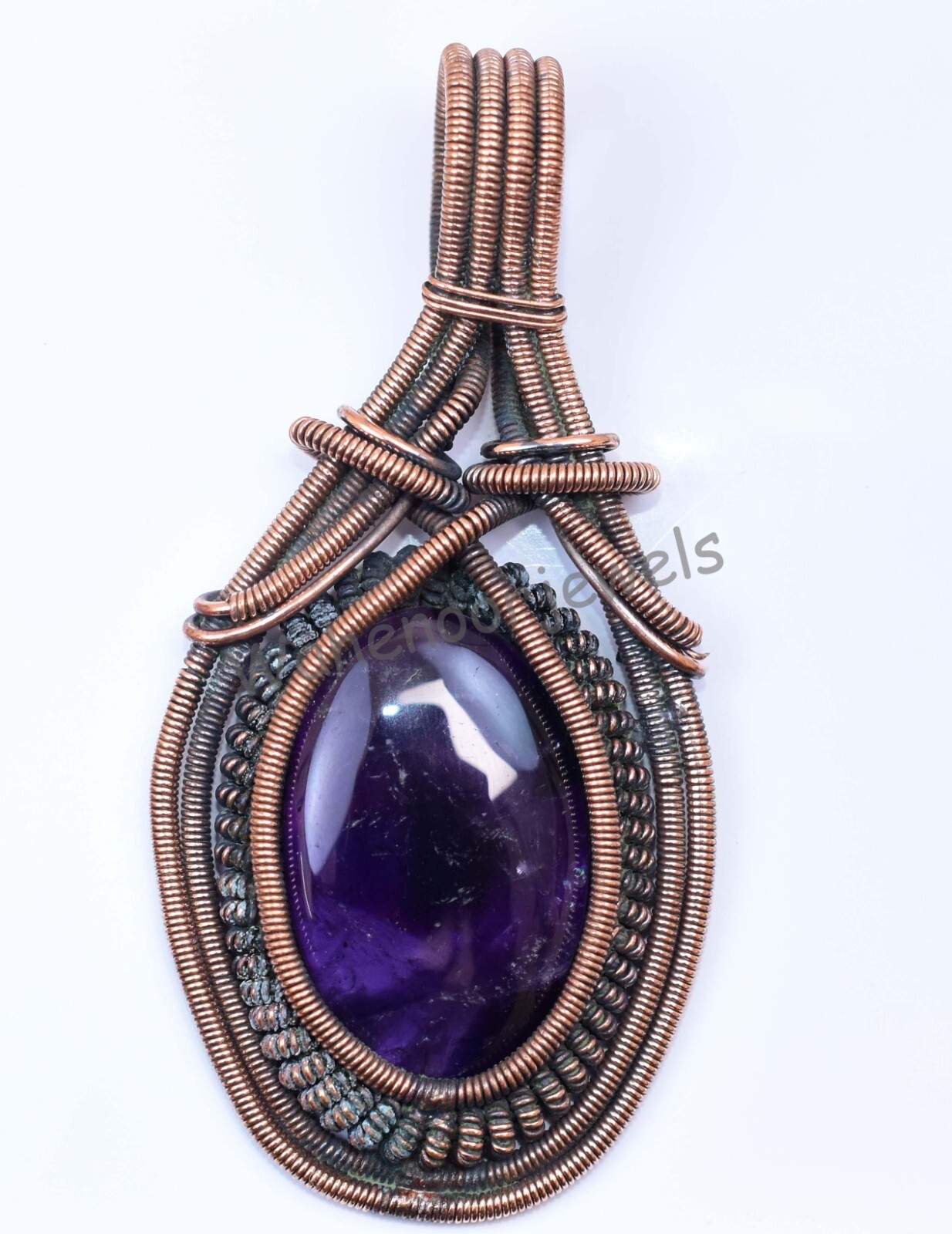 133.15 Ct Purple Amethyst Gemstone Copper Wire Wrapped Beautiful Pendant Jewelry