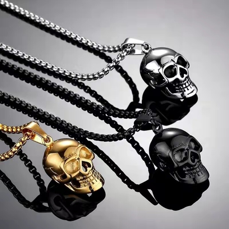 Skeleton Skull Pendant Necklaces Earrings Set Ghost Head for Couple Hip Hop Jewe