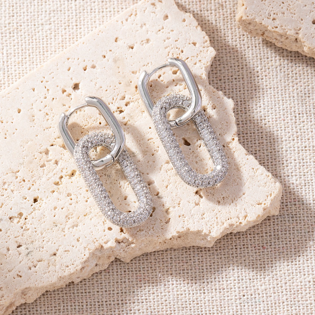Gold Alloy-inlaid lustrous metal earrings Earrings Double Drop Earrings forWomen