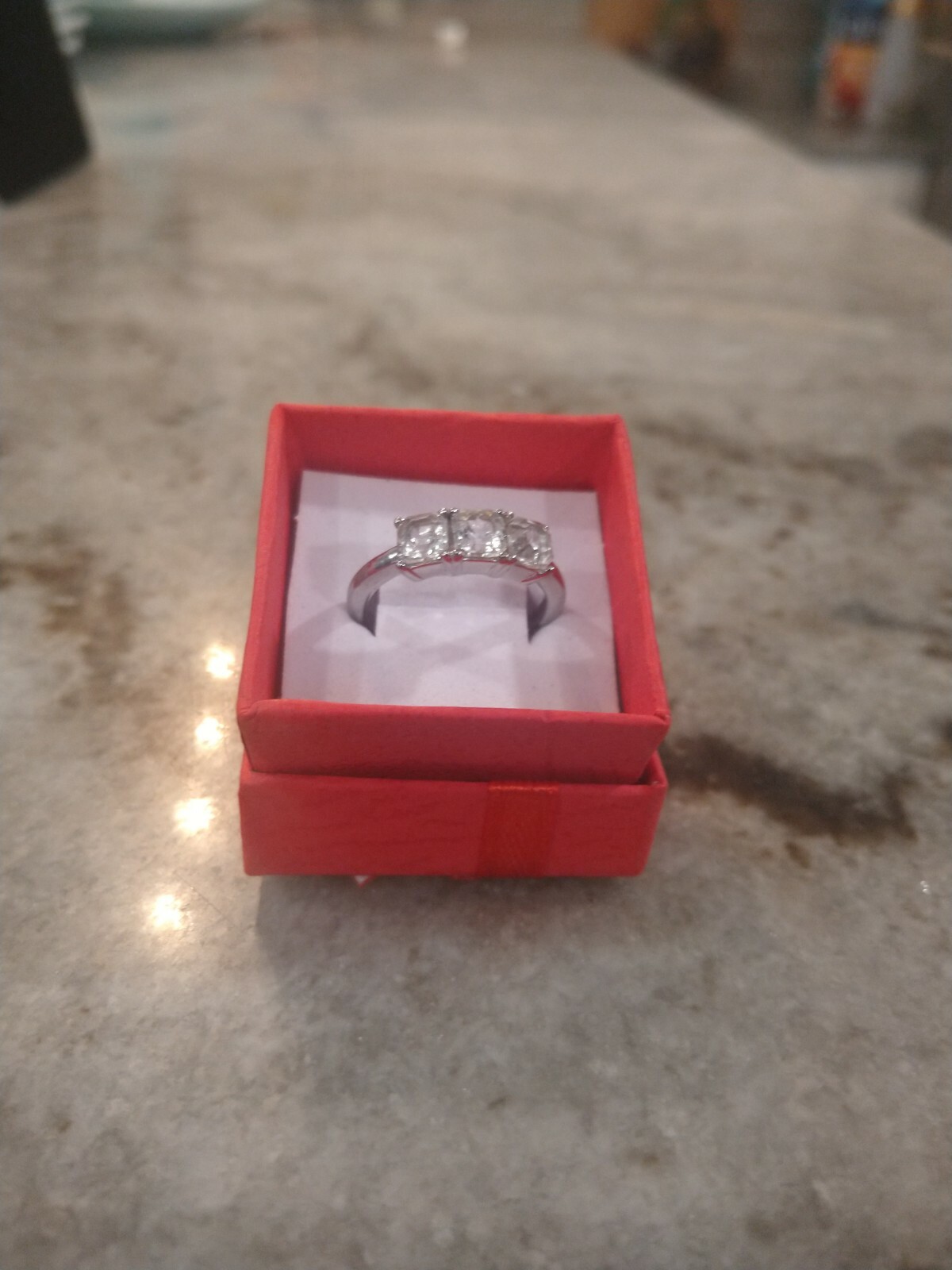 Lab Created White Sapphire 3 Stone Ring in Stainless Steel (Size 9.0) 2.60 ctw
