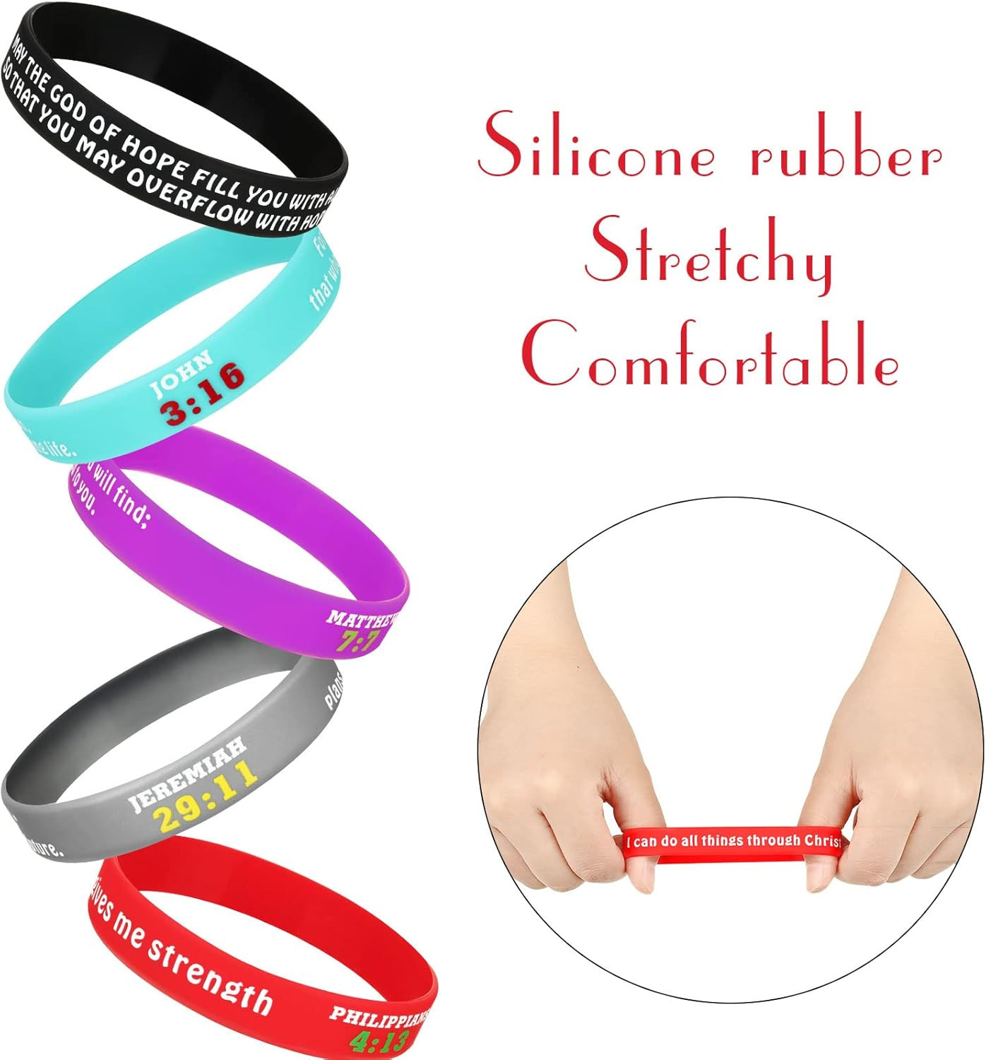 48 Pcs Bible Verses Bracelets Bulk Scripture Silicone Wristbands Inspirational M