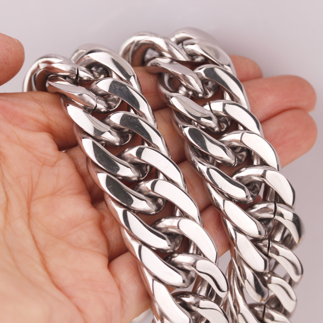 7-40″23mm Huge Heavy Silver 316L Stainless Steel Curb Cuban Chain Men’s Necklace