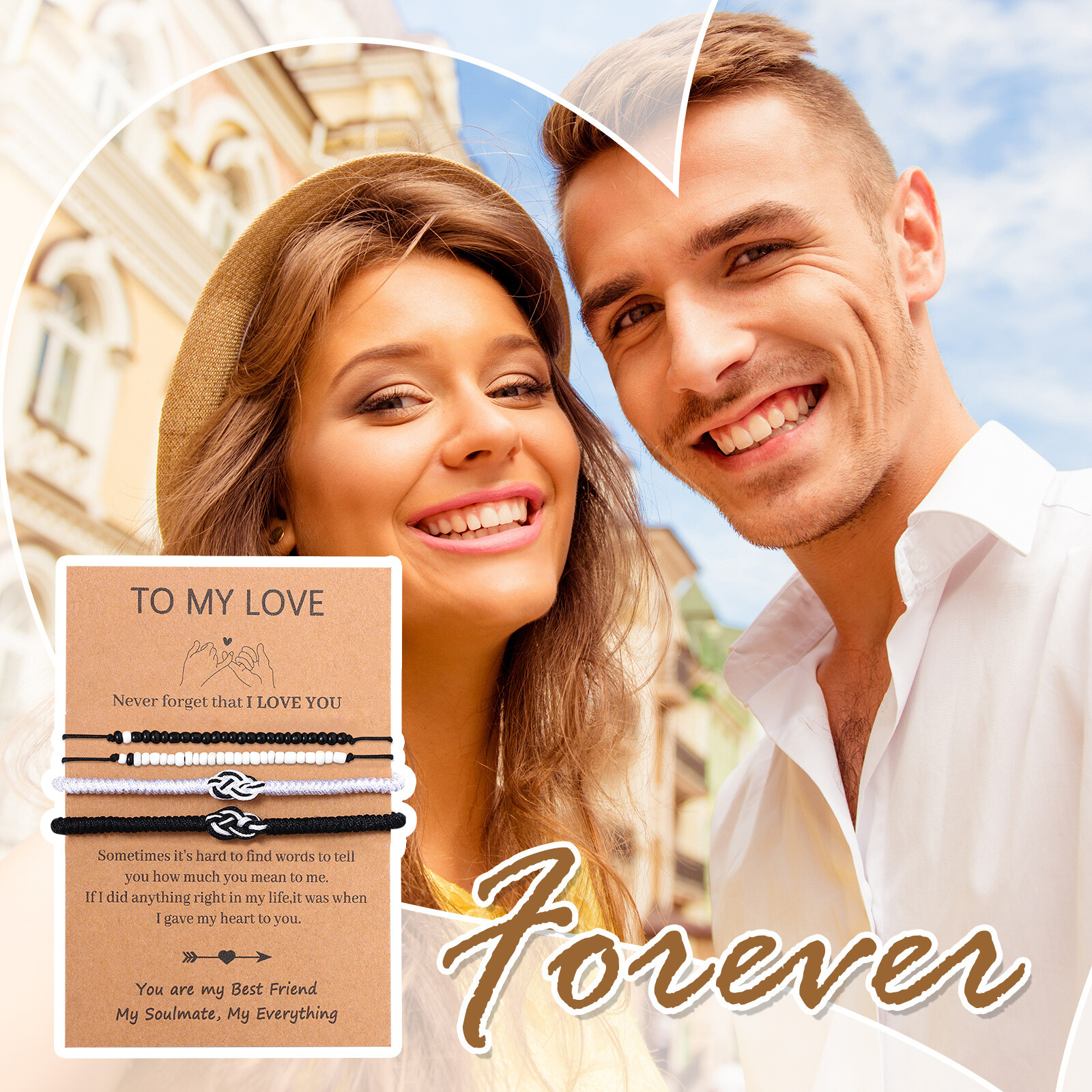 4Pcs His Hers Infinity Love Promise Matching Braided Rope Bracelets Couple Gifts