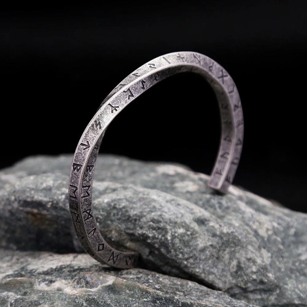 316L Stainless Steel Mobius Viking Bracelet Nordic Rune Cuff Bangle