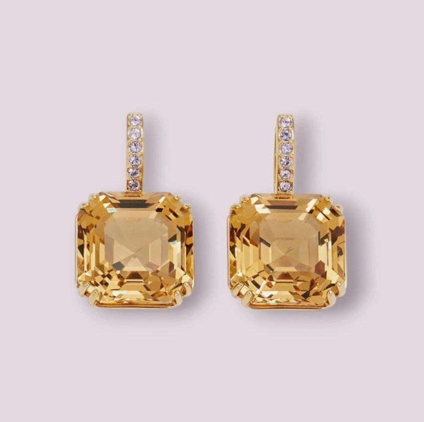 SWAROVSKI 5725744 Gold Caramel Crystals Millenia Drop Earrings