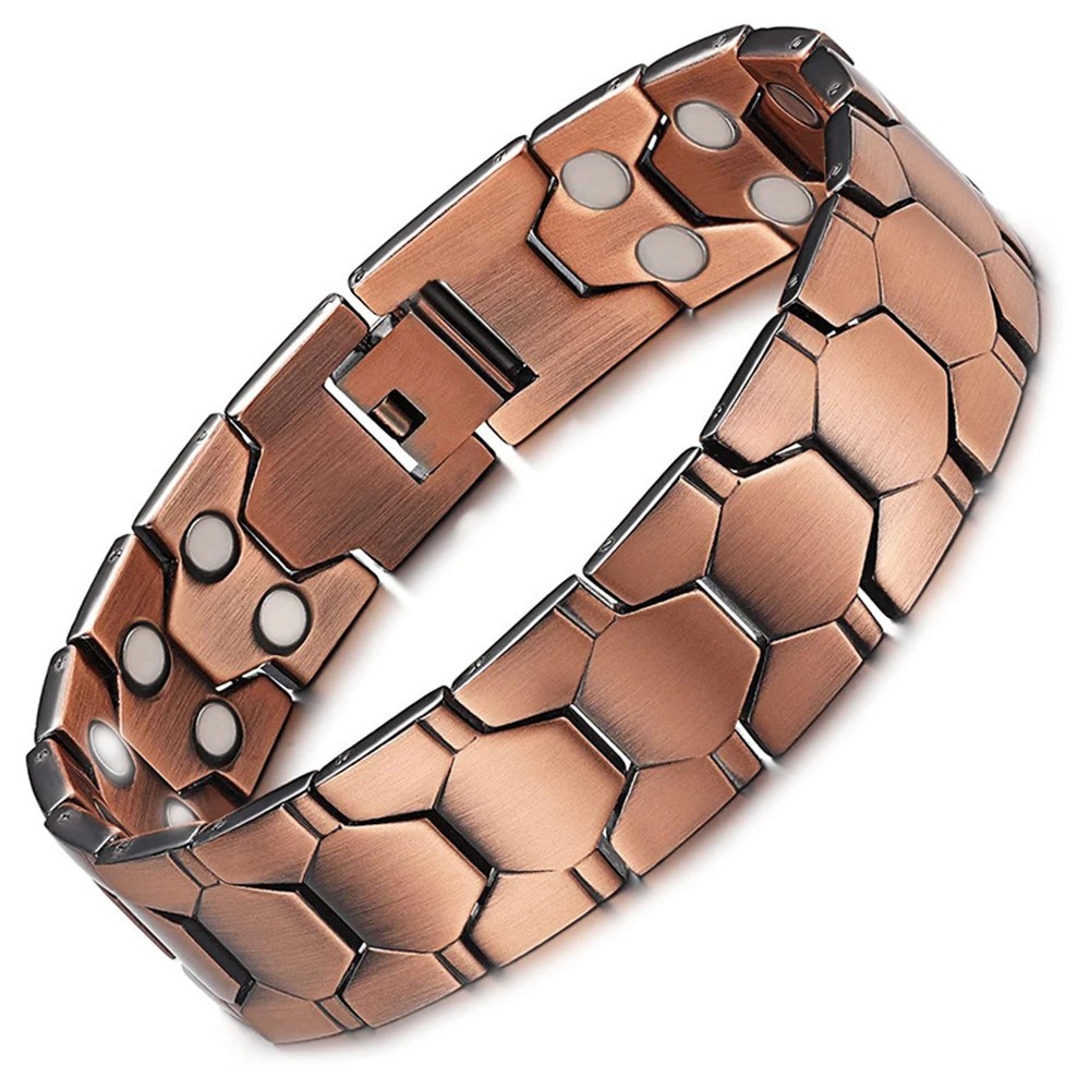 GMOX Men’s Copper Bracelet,3X Strength 99.99% Copper Magnetic Adjustable Length