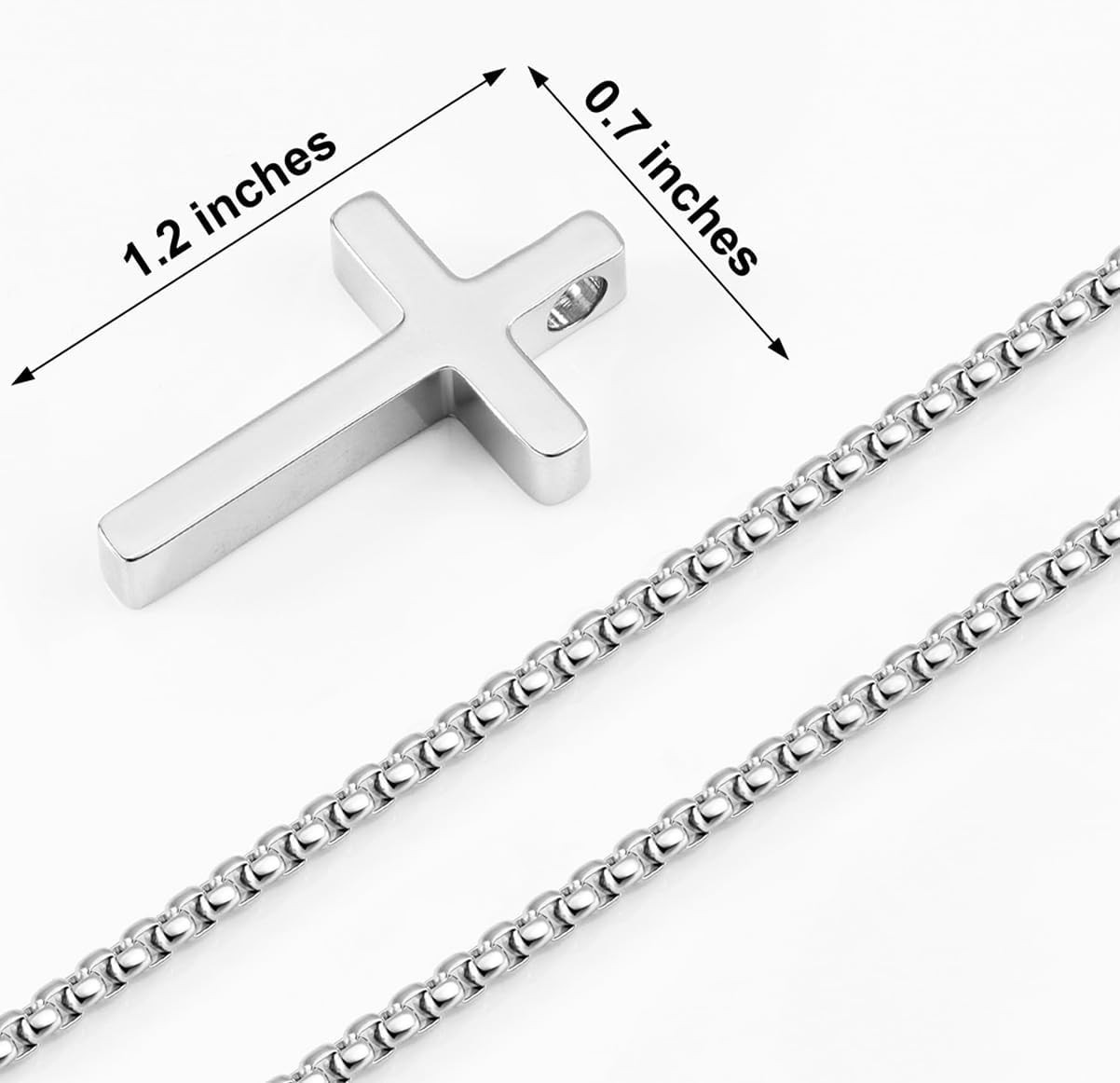 Lightweight 24-Inch Cross Necklace – Durable Stainless Steel for Men