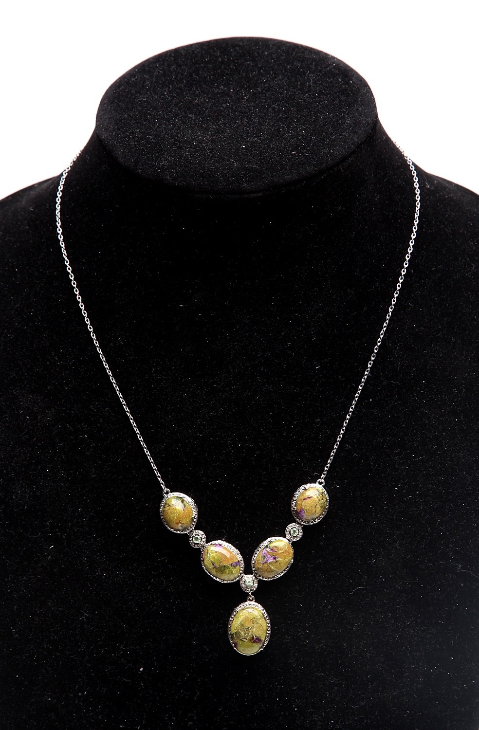 Tasmanian Stichtite 5 Stones Necklace In Sterling Silver 925 Fashion STS 8″