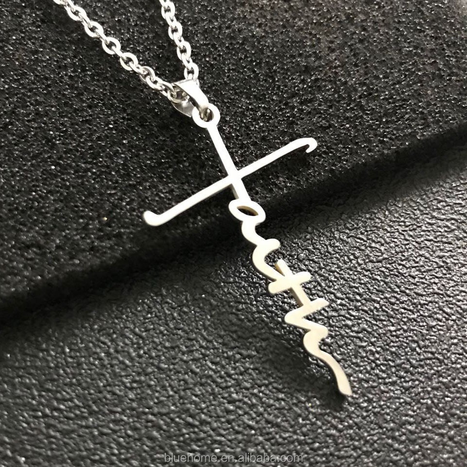 Silver Faith Cross Necklace, Stainless Steel – The Positive Christian
