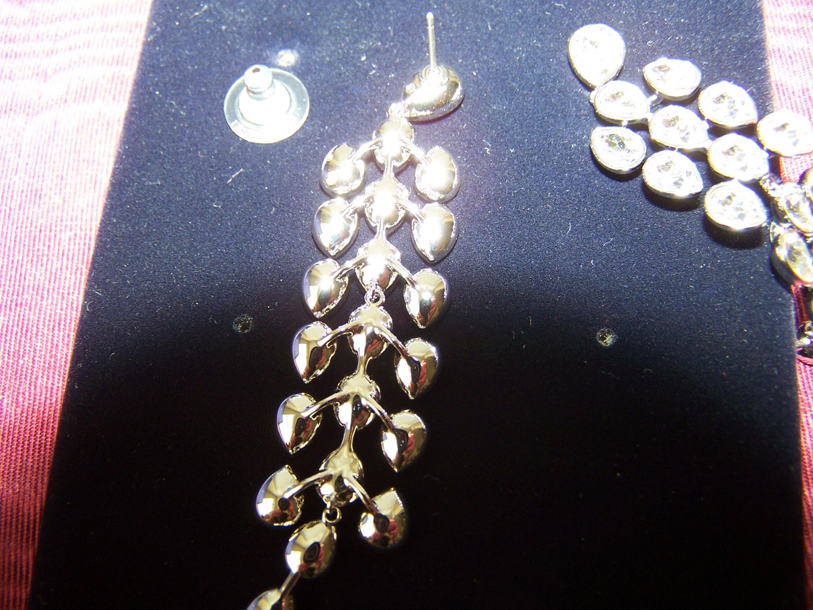 Swarovski Crystal chandelier earrings, pear shaped, Rhodium finish 3″. NIB