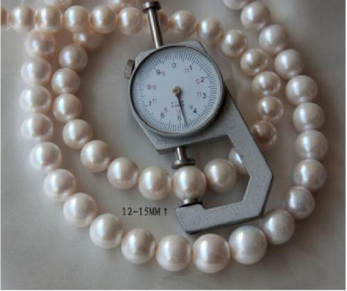 12-15mm natural tahitian south sea white pearl necklace 18″ 14k