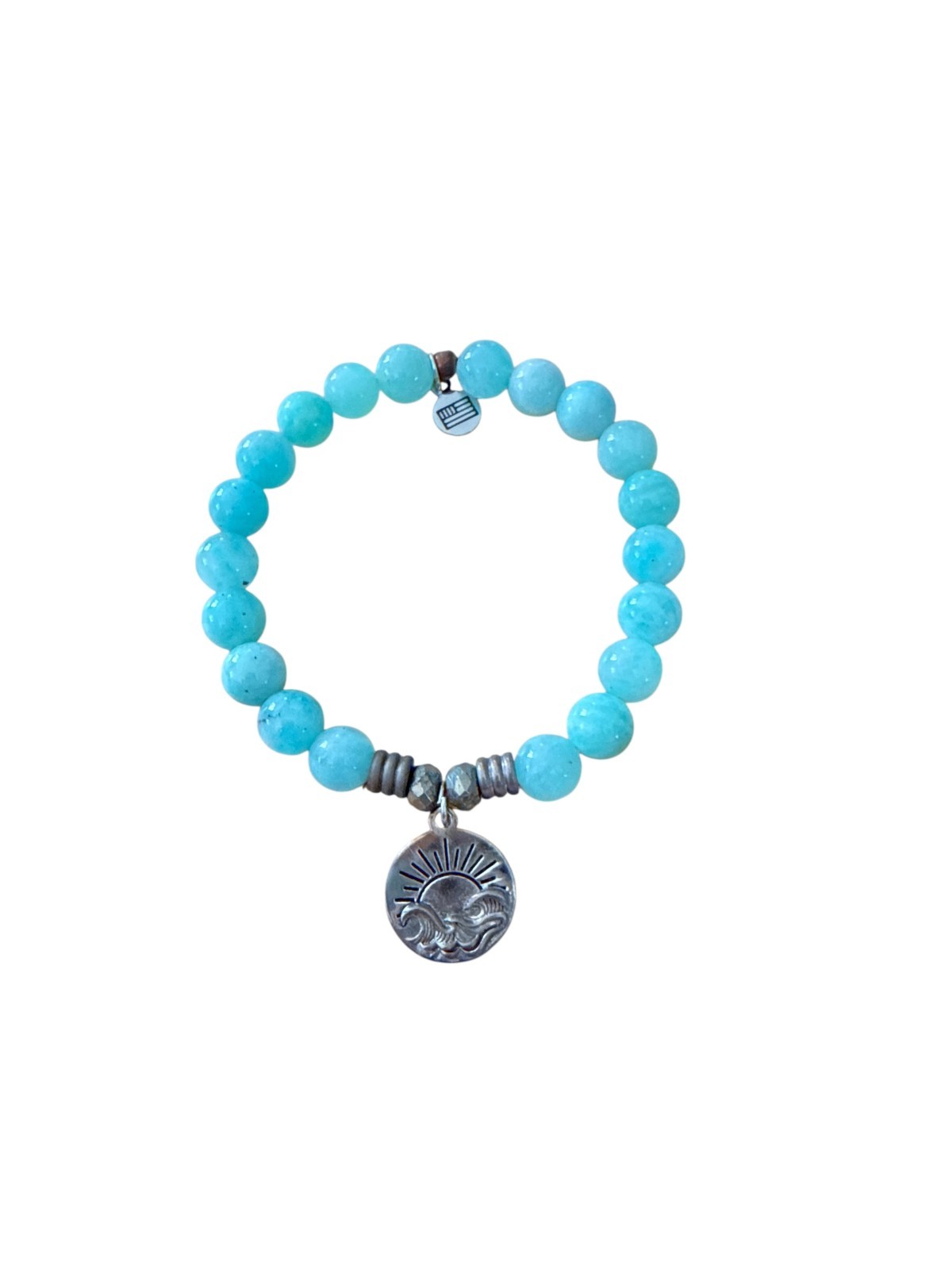 Pretty T Jazelle Angel with Wings Charm Bracelet Beaded Blue Angel Blessings