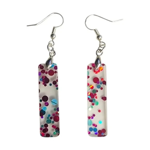 Rainbow Confetti Acrylic Drop Earrings