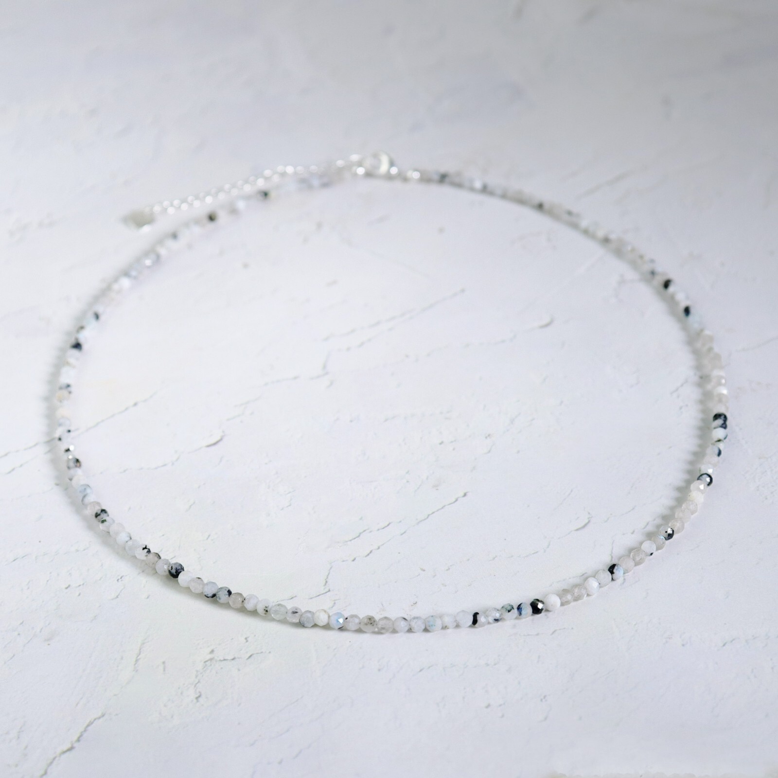 Black Moonstone Choker Delicate Stone Beads Necklace Crystal Dainty Choker