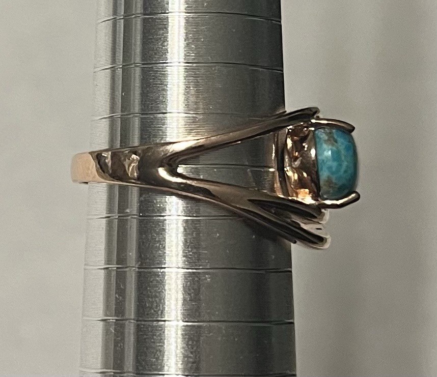 BBJ Copper Blue Turquoise Ring Size 10.75