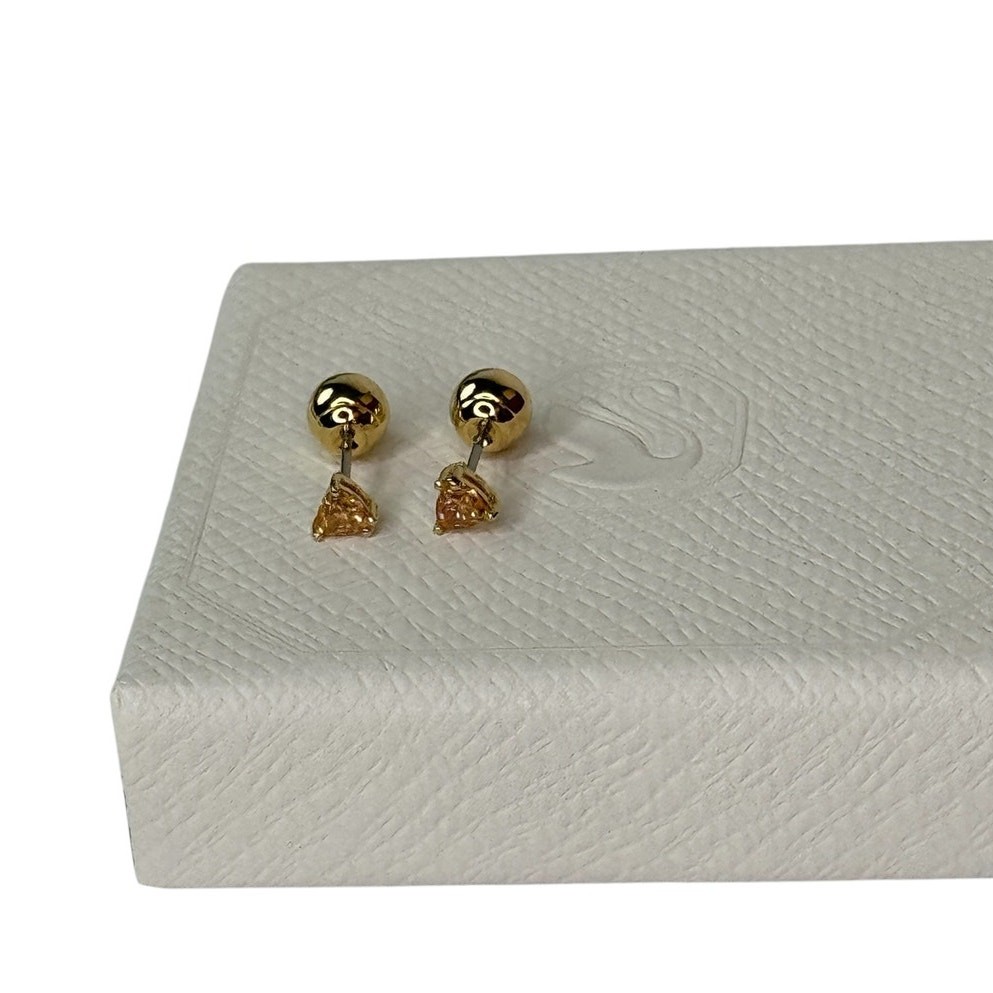 Swarovski Chroma Stud Earrings, Trilliant Cut Orange Gold tone small