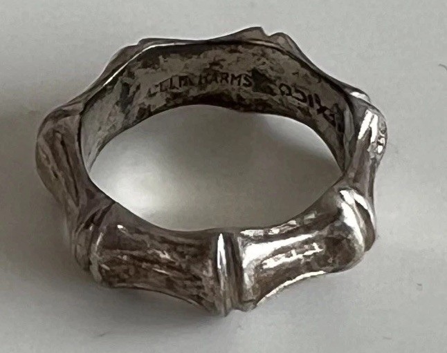 Vintage Celia Harms Sterling Silver Bamboo Ring Mexico Signed Size 4.25