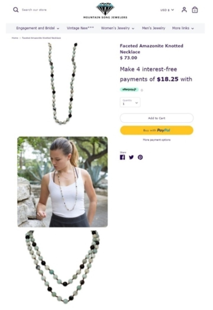 Amazonite Long Beautiful Faceted Knotted Necklace