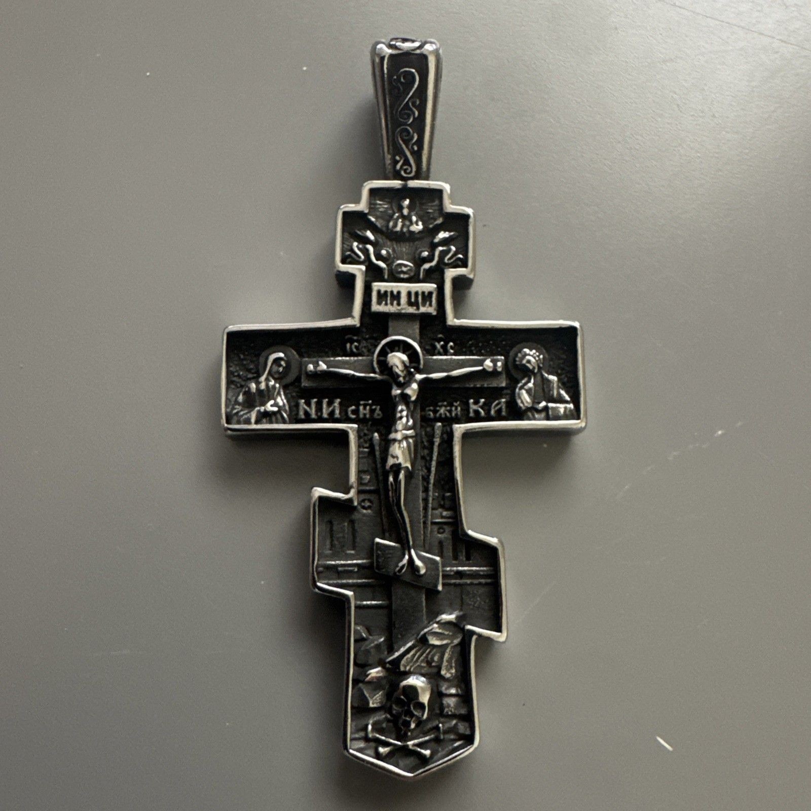 Russian Orthodox Crucifix Cross Pendant 24 Inch Necklace Stainless Steel Jesus