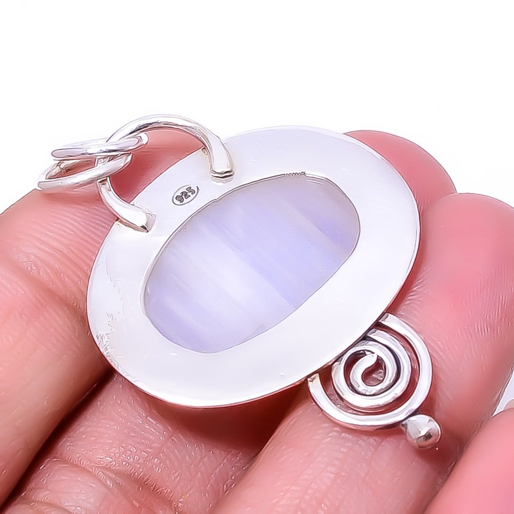 Natural Rainbow Moonstone – India Gemstone 925 Sterling Silver Pendant 1.76″P27