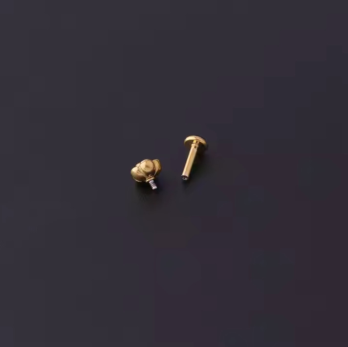 Internal Threaded Flat Gold Silver Cartilage Helix Lobe Tragus Conch 16G Earring