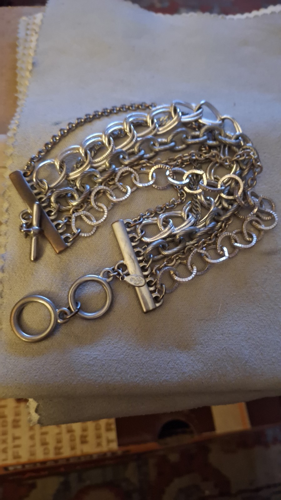 Silvertone Premier Designs Chain Toggle Bracelet 6-Strand Adjustable