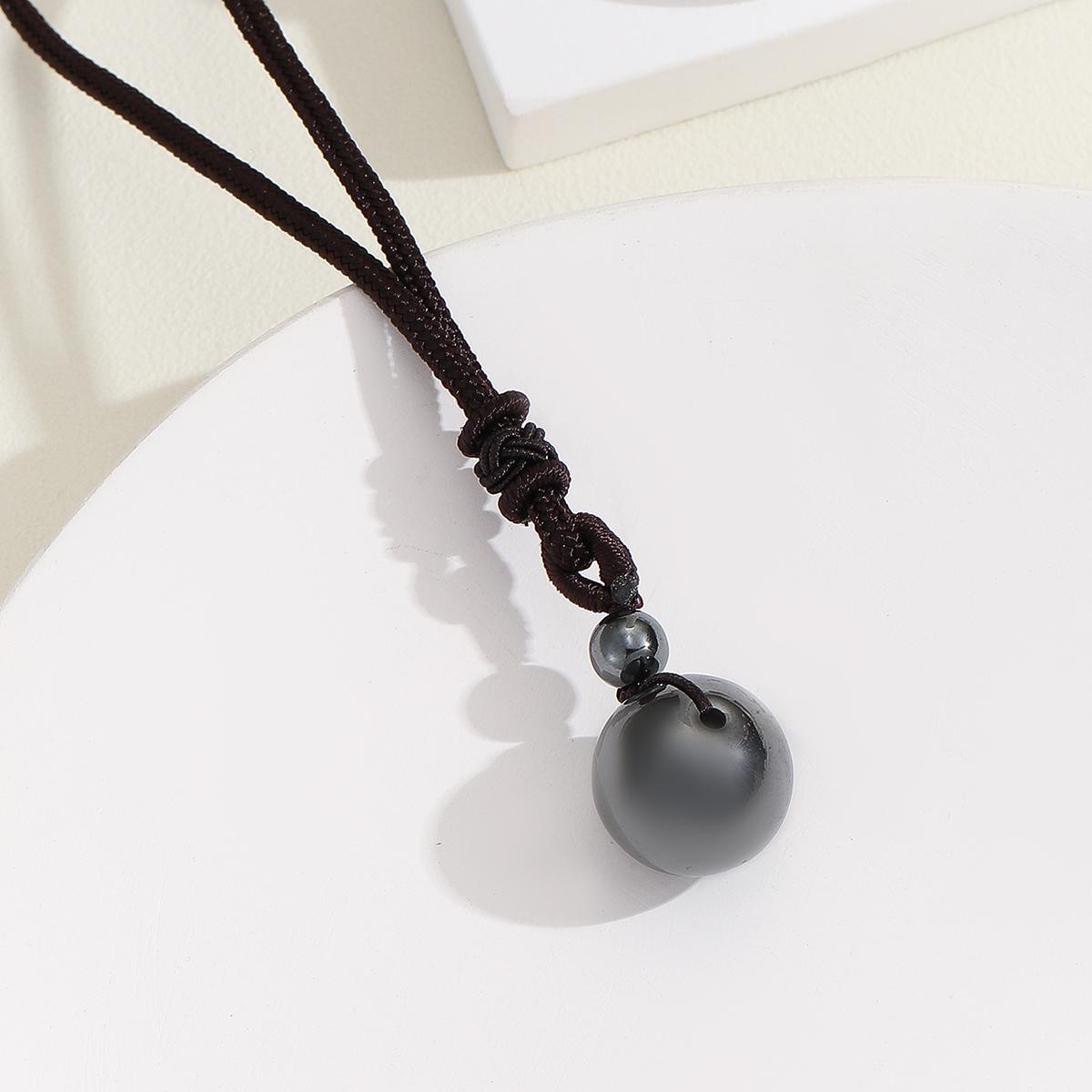 Natural Obsidian Tiger Eye Amethyst Pendant Necklace Adjustable Cord Gift
