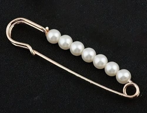 Decorative Safety Pins With Faux Pearls 2.76 in