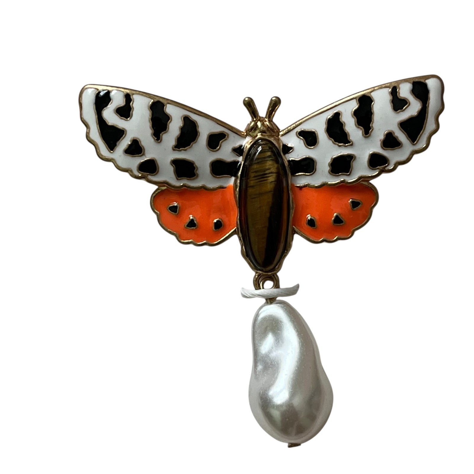 Zara Butterfly Pearl Drop Earrings Recycled Zinc Statement Jewelry Insect NWT
