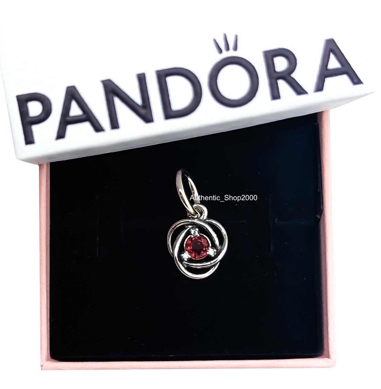 New 100% PANDORA 925 Birthstone July True Red Eternity Circle Charm 793125C07