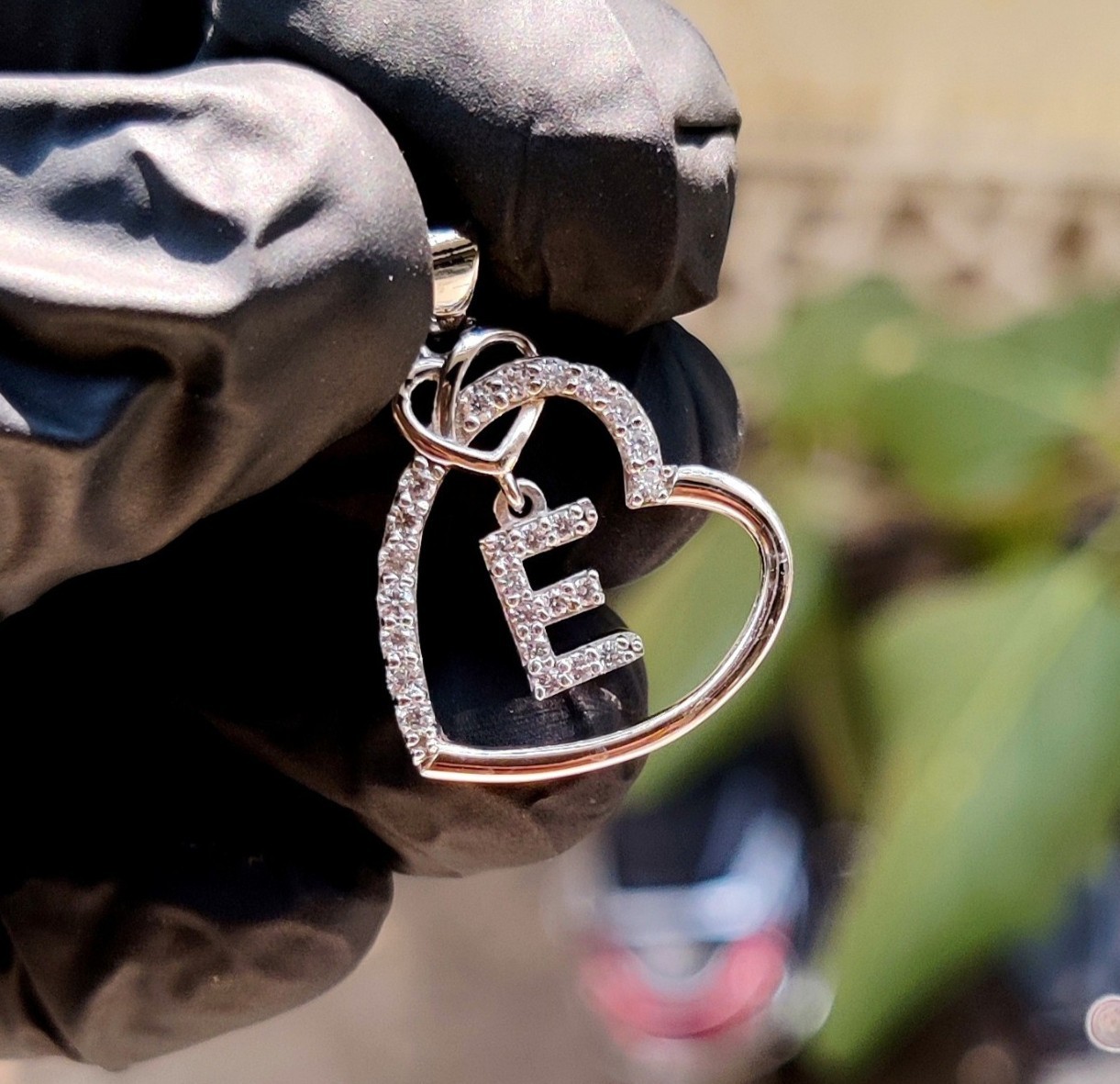 Initial Letter Pendant In 14K White Gold Plated 1Ct Round Cut Simulated Diamond