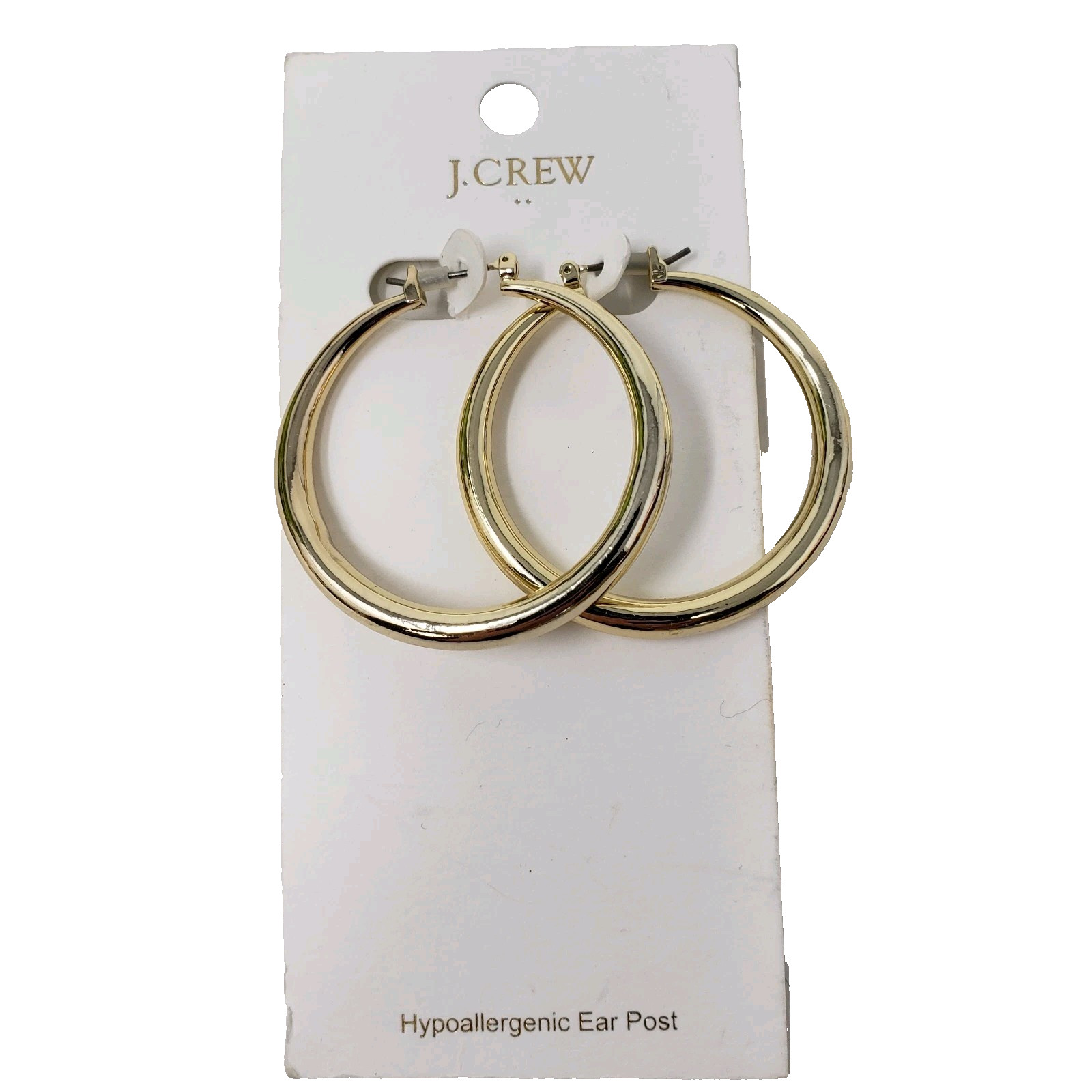J Crew Factory Hoop Earrings Thick Chunky Gold-Plated Brass 40mm (Approx 1 1/2″)