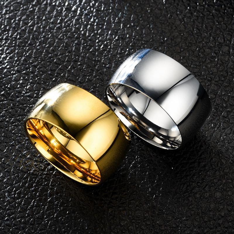 Men S Stainless Steel Dome Ring, 12mm Wide Polished Wedding Band, Comfort Fit