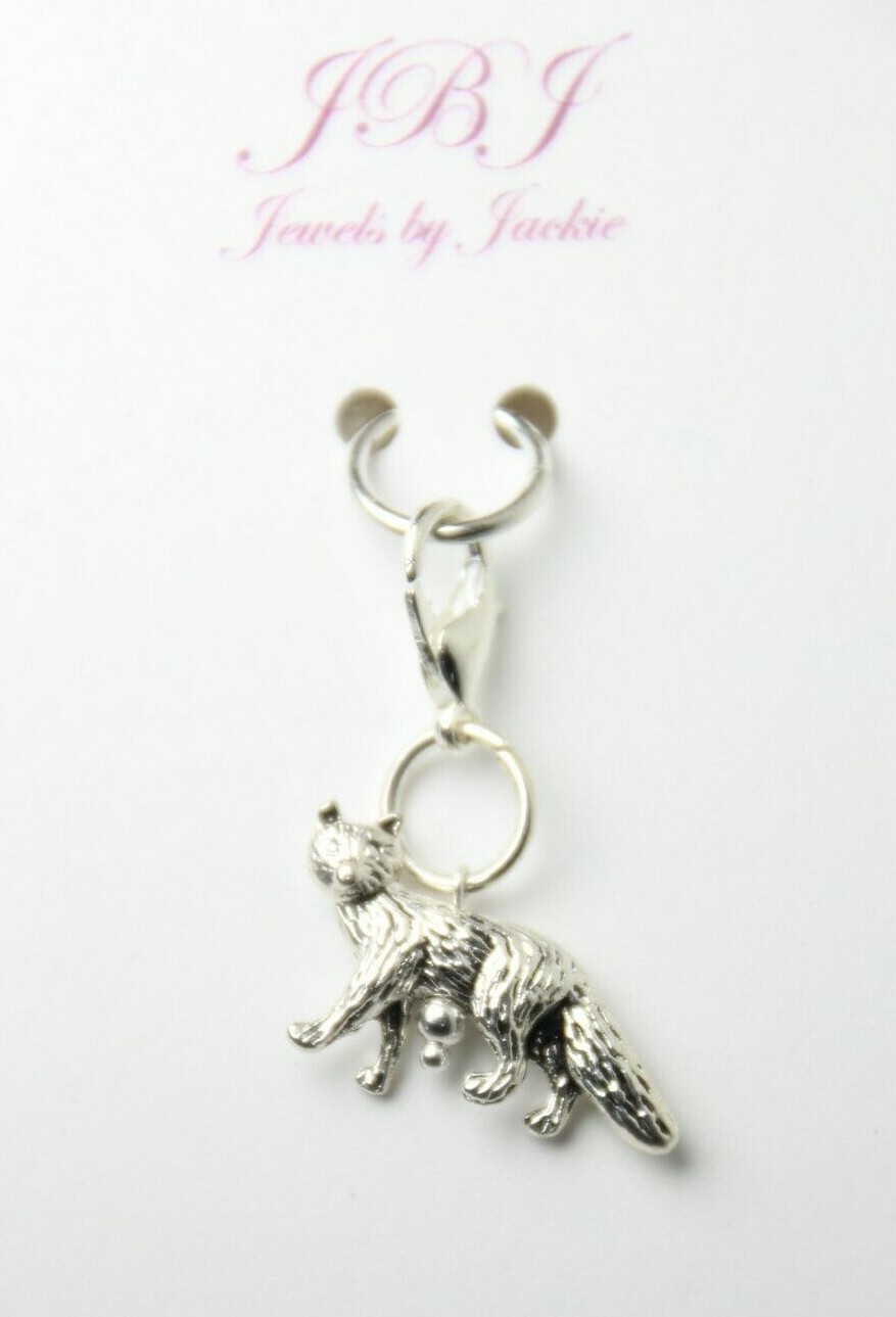 Coyote Charm Clip On Lobster Claw Clasp, Side Slider Charms Zipper Pull