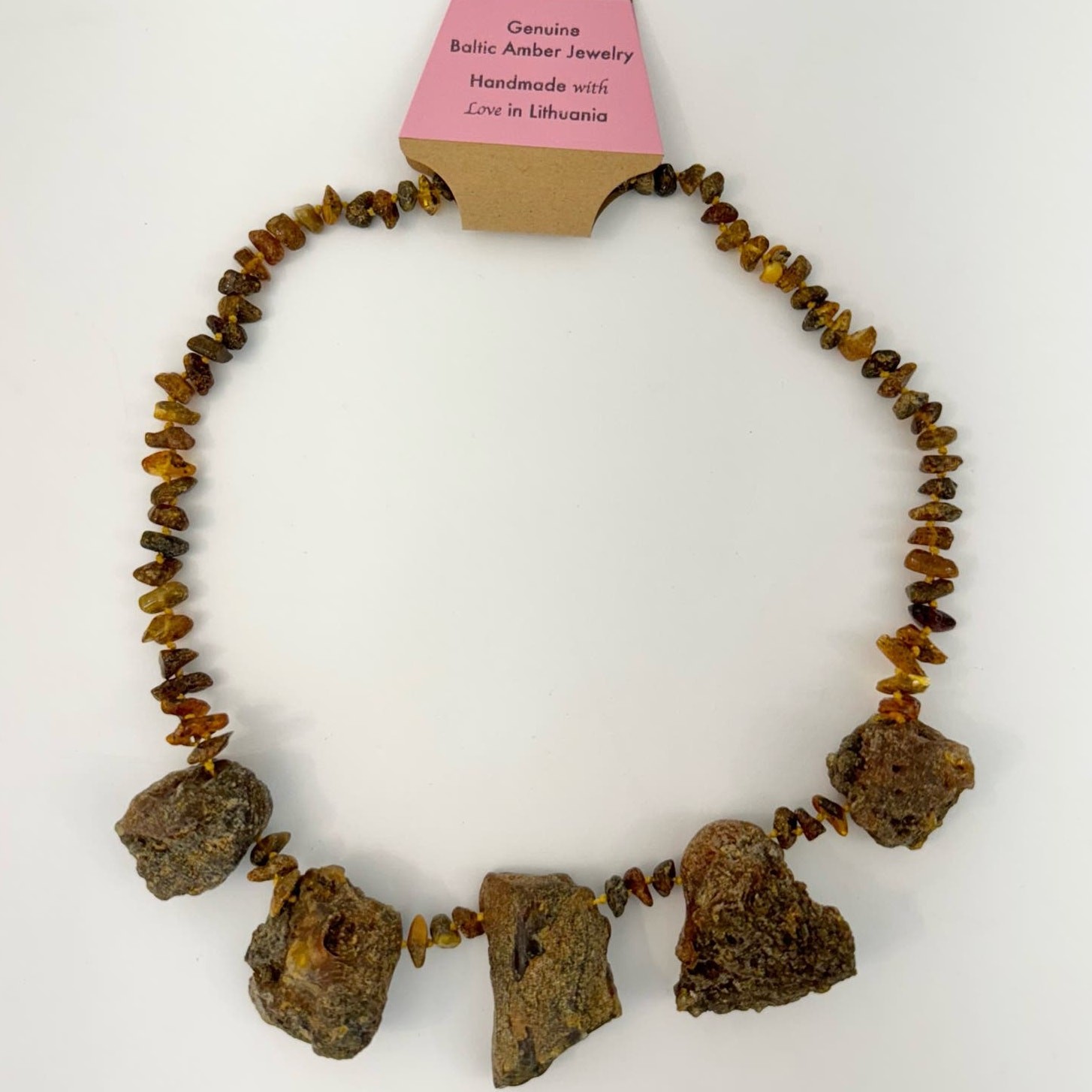 Baltic Amber Statement Necklace Raw Unpolished Chunky Beaded Boho Rustic (N280)